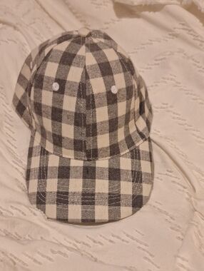 Plaid Black and White Baseball Cap - Women